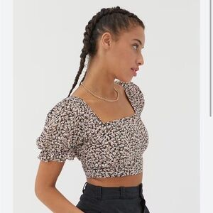 Urban Outfitters Mia Puff Sleeve Crop Top